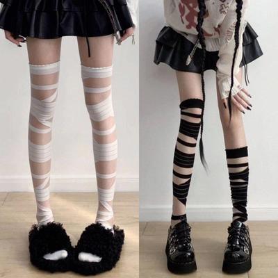 3 Pairs Women Bandage Stripe Stockings Female Japanese Lolita Sexy Summer Long Tube Stockings