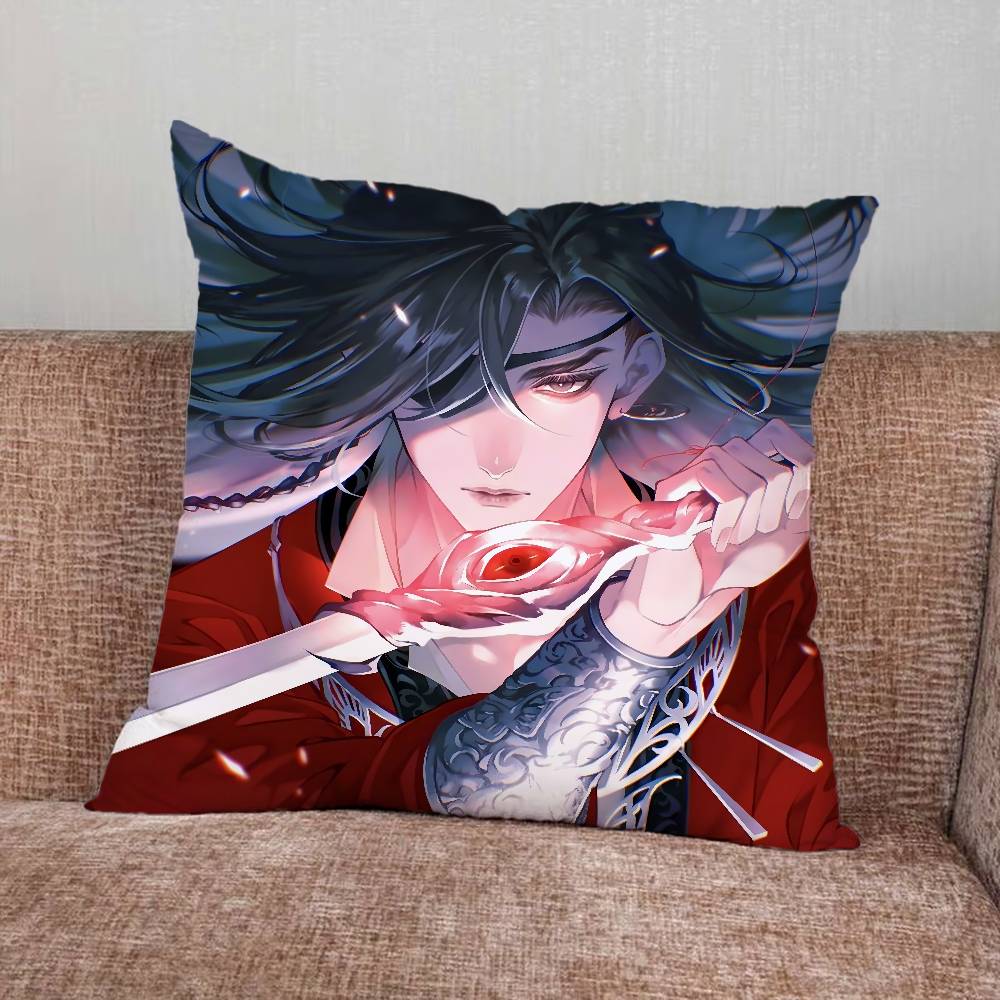 HHeaven Cartoon Officials Blessing Pillow Case For Home Bedroom Car Office Decoration Living Room Sofa Cushion Cover Suitable