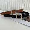 Stylish New Alloy Buckle Women's Belt Perfect For Dresses And Coats With Rhinestone Detailing In Black And Camel Color
