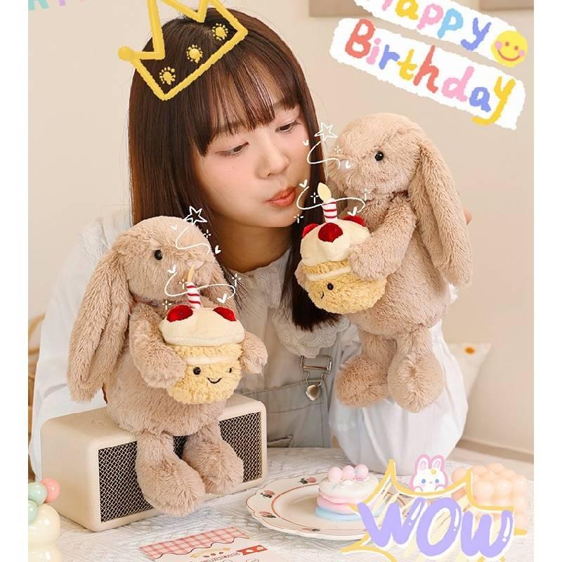 Adorable 30cm Jelly Rabbit Plush Toy Soft Short Fur Cake Decoration Gift Idea