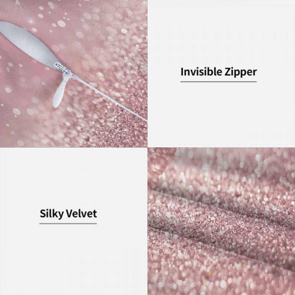 Rose Gold 18 X 18 Couch Pillow Covers Set of 2 Silver Abstract Glowing Double Sided Silky Velvet Throw Pillow Case Square Cushion Cover Decorative