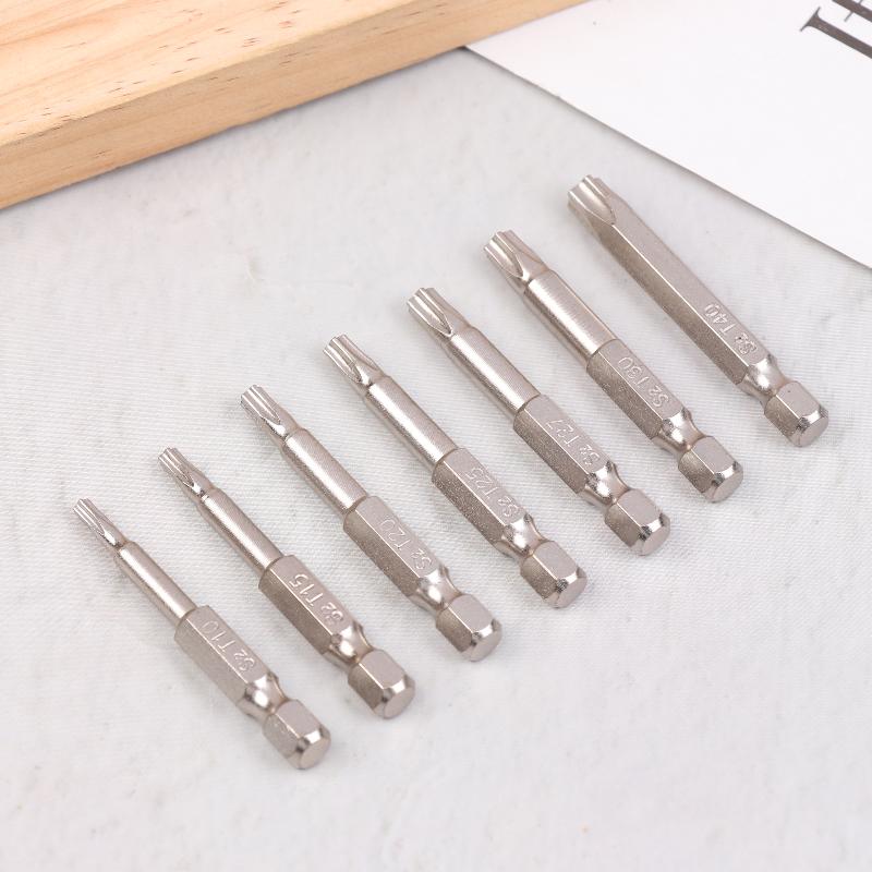 7 Pcs S2 Magnetic Star Screw Driver 5 Point Screwdriver Bits 50Mm 1/4" Hex Shank T10 T15 T20 T25 T27 T30 T40