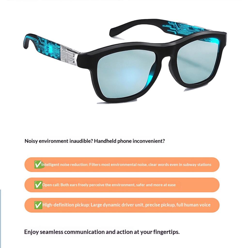 AI Smart Glasses HD Camera Sports Touch Call 3D Music Playback Real Time Translation Wireless Bluetooth Calling Smart Glasses with Translator Unisex
