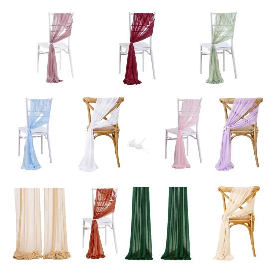 Chiffon Chair Sashes Wedding Aisle Decorations 9Ft Wrinkle-Free Draping Fabric for Ceremony Reception Party Banquet Decoration