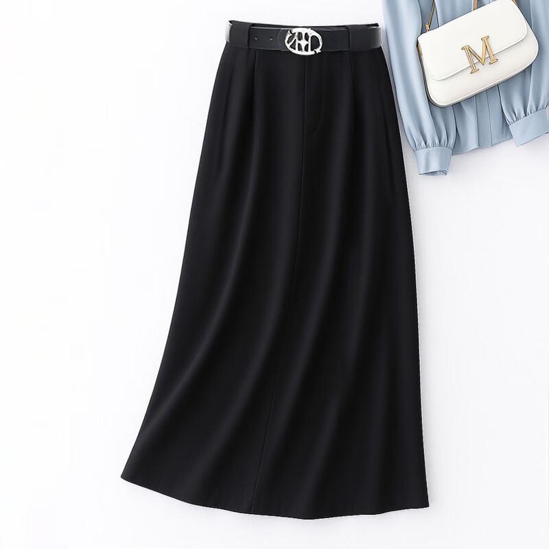 Tatu Autumn/Winter Versatile Back-Slit A-line Midi Skirt
