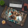 Highland Cow Table Mats Rural Game Mause Pad with A Rustic Western Wooden Background Gift Desk Mat,Suitable Cow Lovers Mousepad