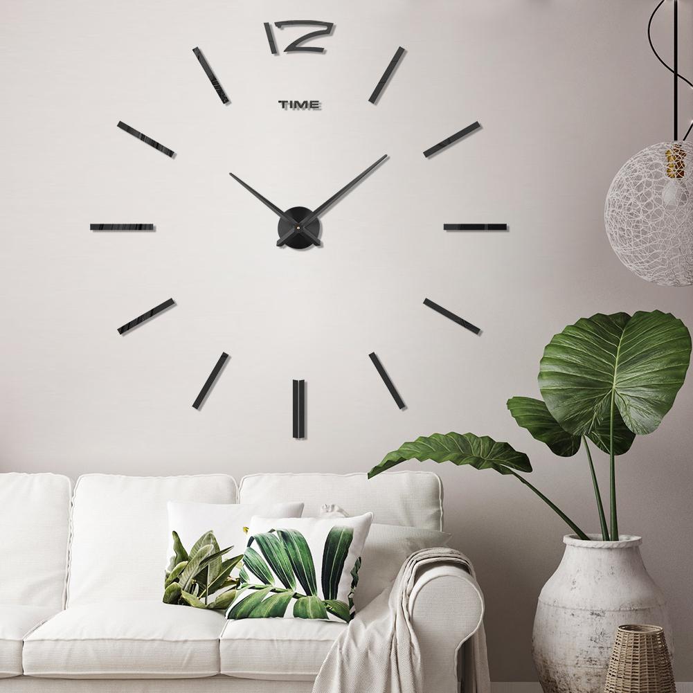 City Art Unique Nordic Luxury Acrylic Sticker Silver Big DIY 3D Home Decoration Modern Wall Clocks Wall Horloge Reloj Pared