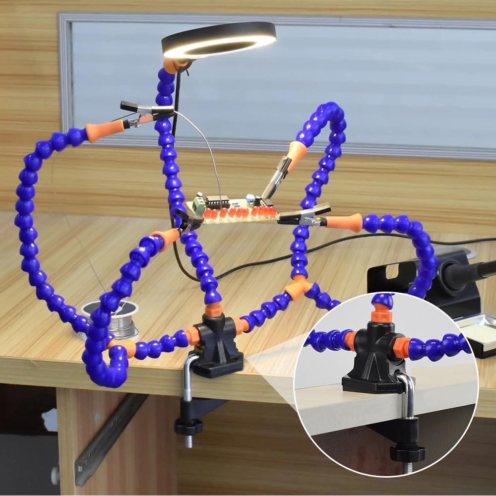 Lighting LED 5X Magnifying Lamp with Clamp Hands Free PCB Fixture Swivel Arms PCB Fixture Helping Hands Soldering