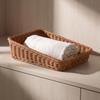 Rattan Basket Open-Top Weave Storage Shallow Organizer Tray for