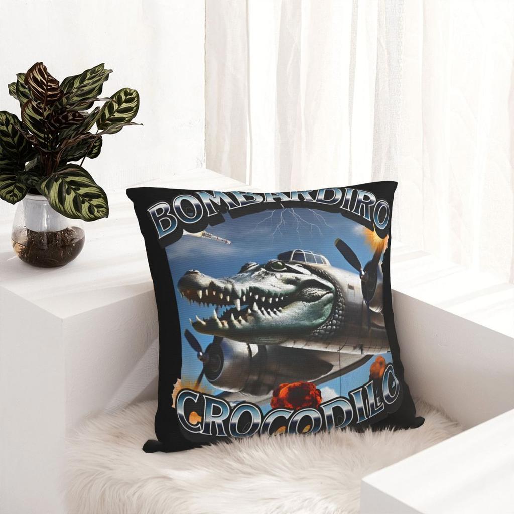 Bombardiro Crocodilo Anime Plane Pillow Cases Italian Meme Brainrot Cushion Cover Creative Decorative Pillowcover For Home