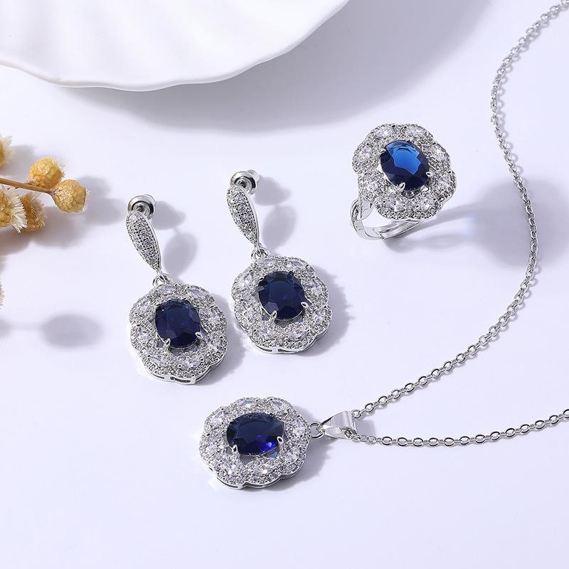2025 Zircon Jewelry Set Bridal Wedding 3-Piece Set Necklace Earrings Ring Full Diamond Fashion Wedding Decoration