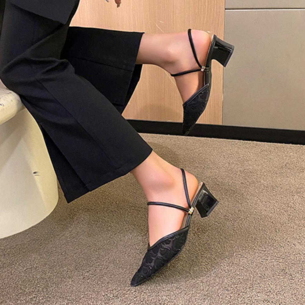 High Heels Spitzschuh Geschlossene Zehe Damen Outdoor-Bekleidung Zwei-Wege Modisches Temperament Einzelne Slipper