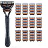 Men's Orange-Blue Five-Layer Razor, Universal Blade, Full Body Washable, Portable Trimmer