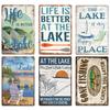Lake House Posters Vintage Metal Tin Signs Decor Rustic Plaque Metal Plate Wall Art Decor for Living Room