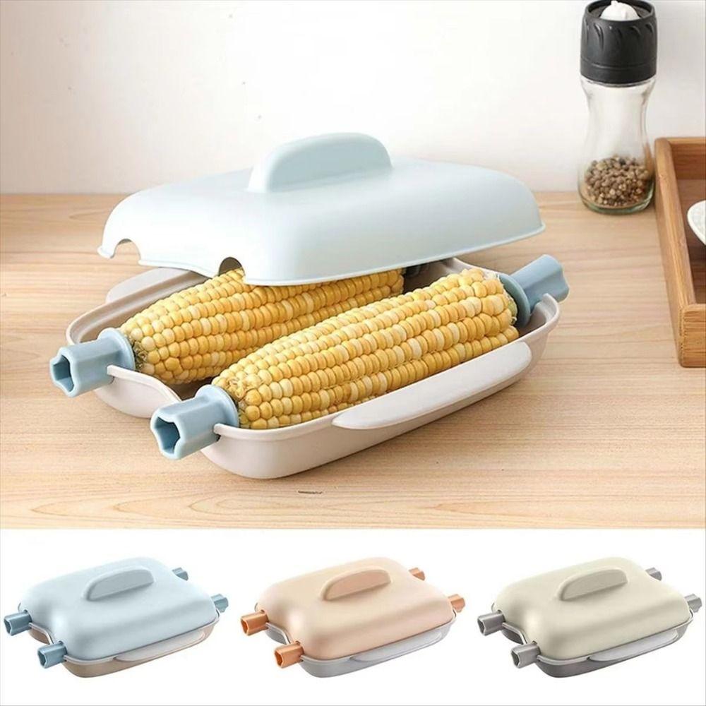 Heat Resistant Microwave Corn Cooker Plastic 2 Hole Steamed Corns Box with Handle BPA Free Microwave Corn Steamer Kitchen