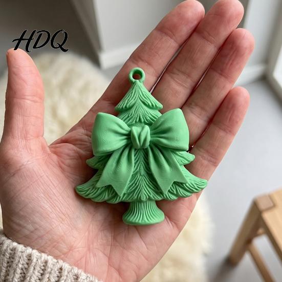 Lightweight Plastic Tree Accessories 3D Printed Christmas Ornament with Bow Design Decorative Xmas Reusable Festive