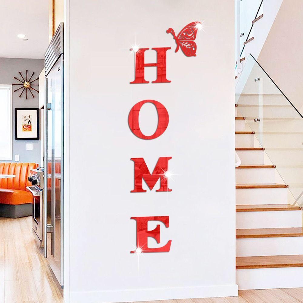 

5Pcs/Set Mirror Home Family Sticker 3D 3D Acrylic Decal Mirror Wall Sticker Entrance Door