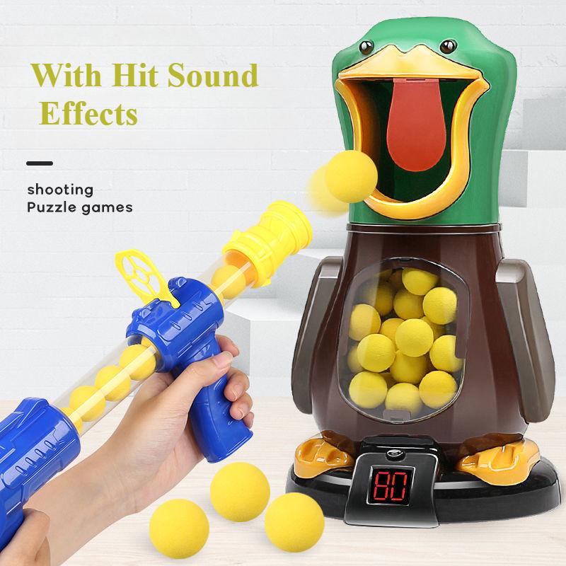 Hungry Shooting Duck Toys Air-Powered Soft Bullet Gun Electronic Scoring Hit Sound Effects Funny Battle Games Kids Toys Gifts