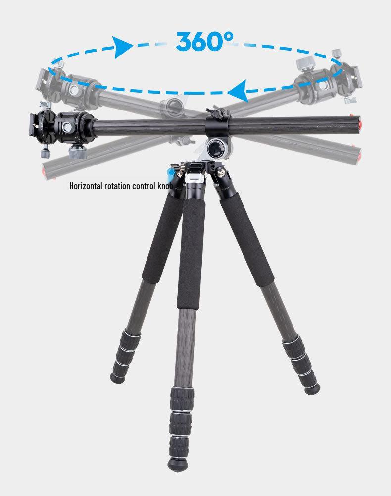 Carbon Fiber Dual-Camera Gimbal Tripod with Monopod & Horizontal Crane Arm for Panorama and DSLR Photography
