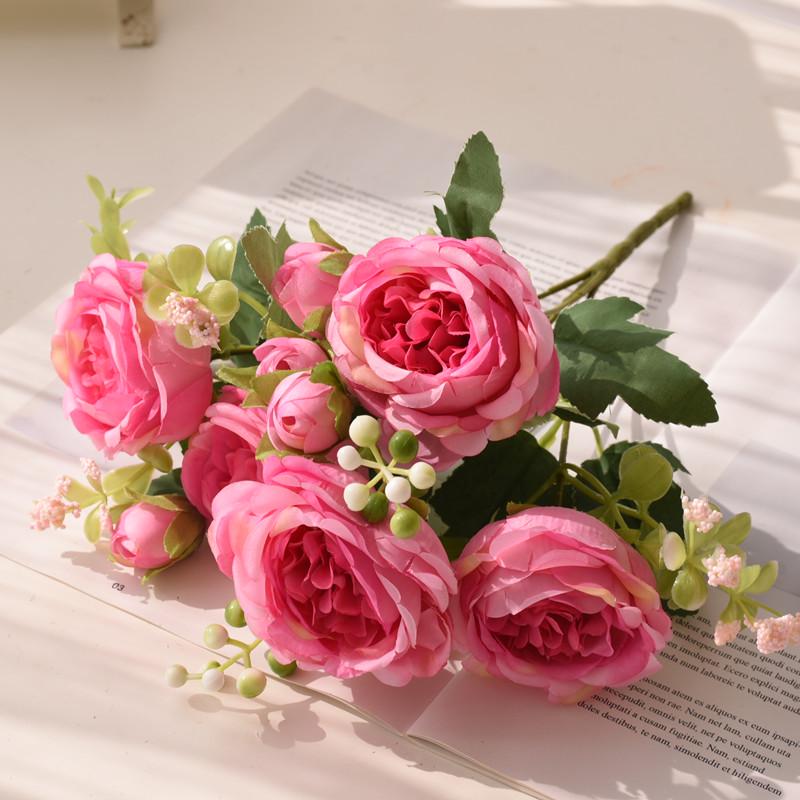 Peonia di Lusso Fiore di Loto Europeo Rugiada Composizione Floreale per Arredo Interno