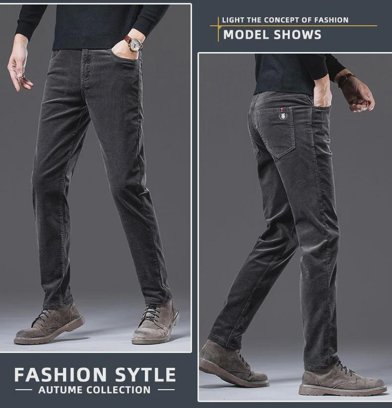 Herren Slim Fit Cordhose - Herbst/Winter Freizeithose mit geradem Bein