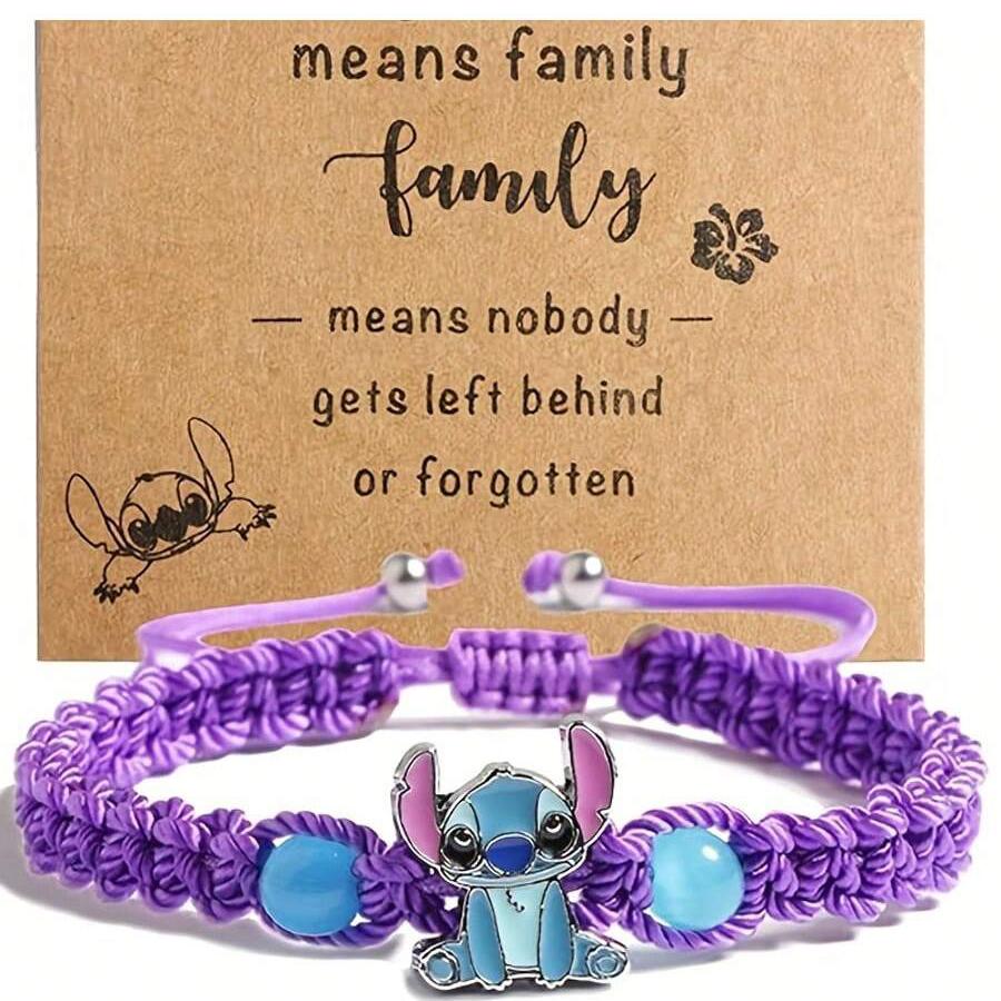 

MINISO Аніме Браслет Stitch Мультяшний Lilo & Stitch Каваї Браслет на зап ястя Дитячий браслет для дівчаток і хлопчиків Регульований браслет Подарунки фіолетовий