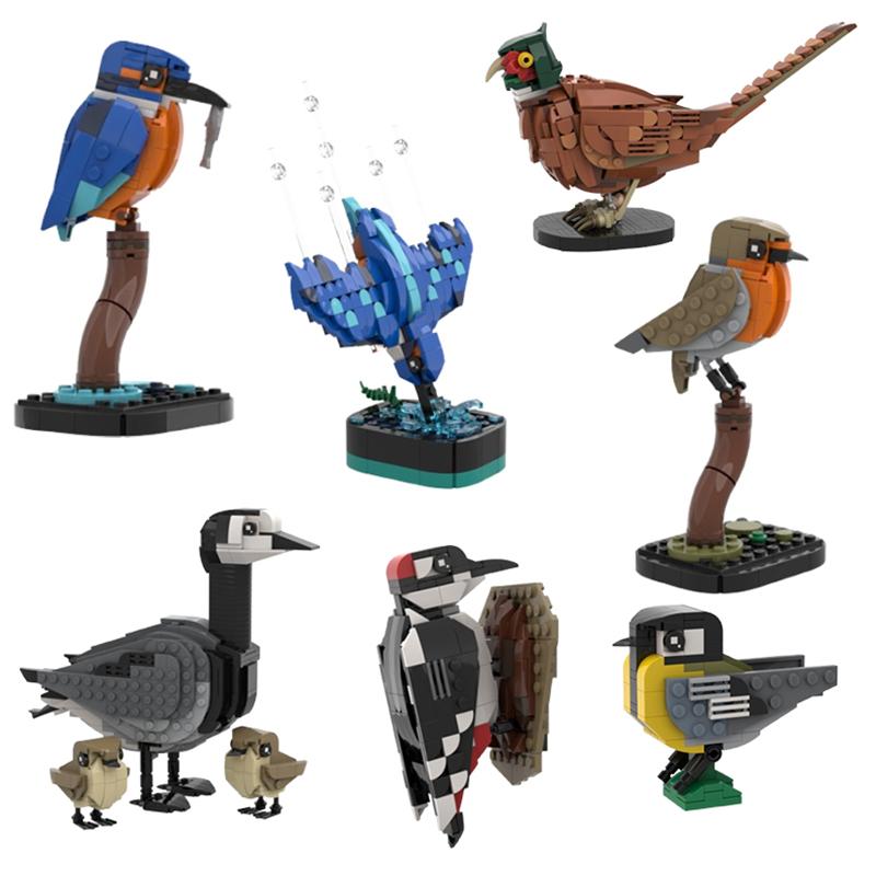 Spot MOC-183592 Animal Bird Pheasant Kingfisher Diving Robin Small Particle Assembling Building Block Model Toy Gift