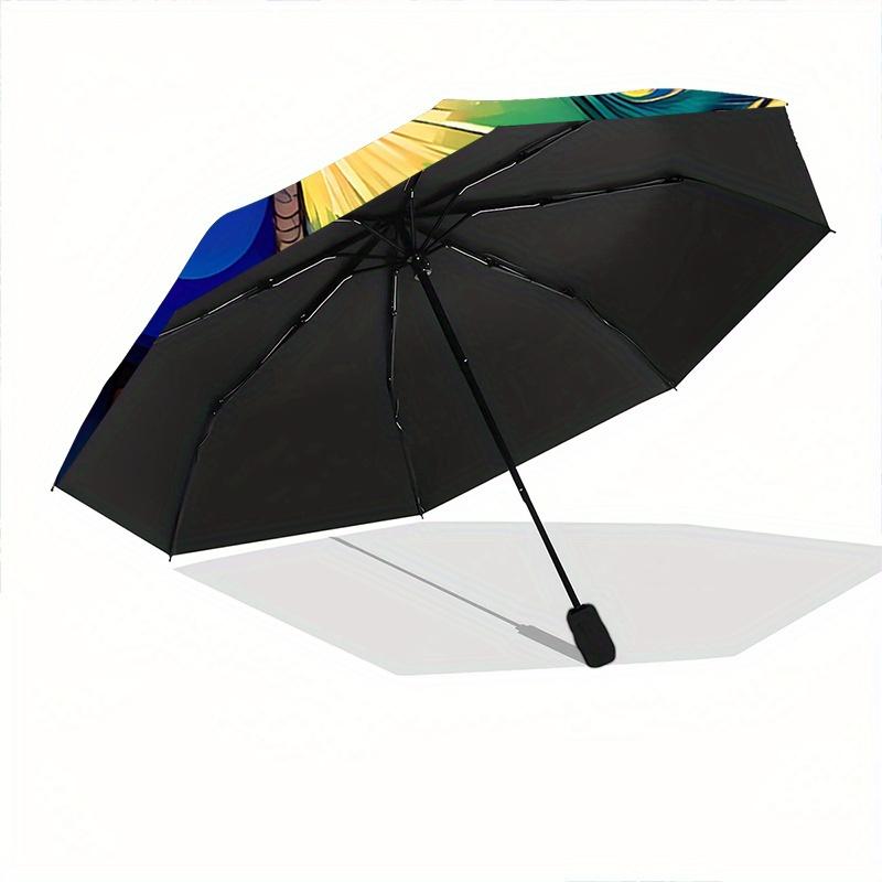 1pc Beautiful Peacock Automatic Folding Umbrella - 3 Folding Design, Vivid Cartoon Pattern, Suitable for Outdoor Activities, A Gift for Fans In All Se