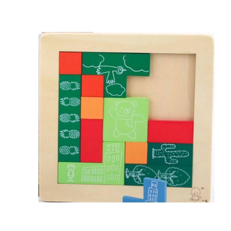 Wooden Puzzle Toy For Kids With 7piece Russian Brain Teaser And Shape Sorting