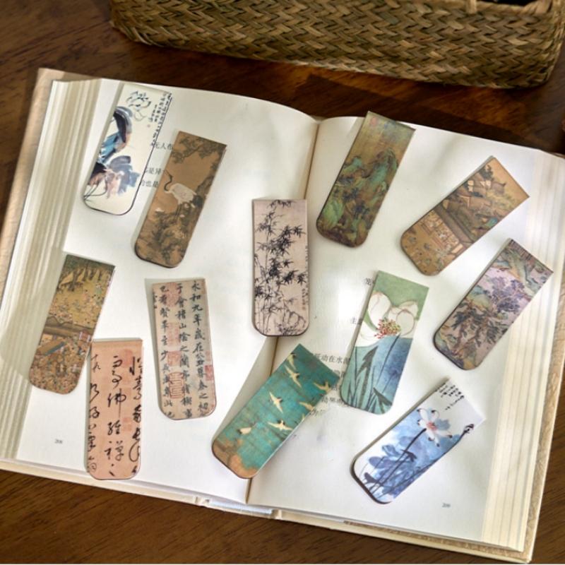 

4 шт./компл., эстетическая ретро-закладка для студентов, винтажные закладки в китайском стиле, пейзажные закладки с животными, милые закладки для книг