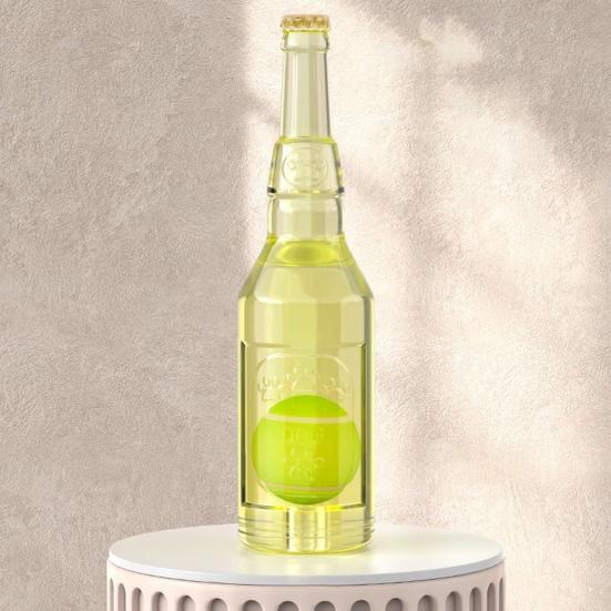 Dog Water Bottle Toy Interactive Dog Chew Toy Plastic Squeaky Bottle Teething Toy with Tennis Ball for Aggressive Chewers