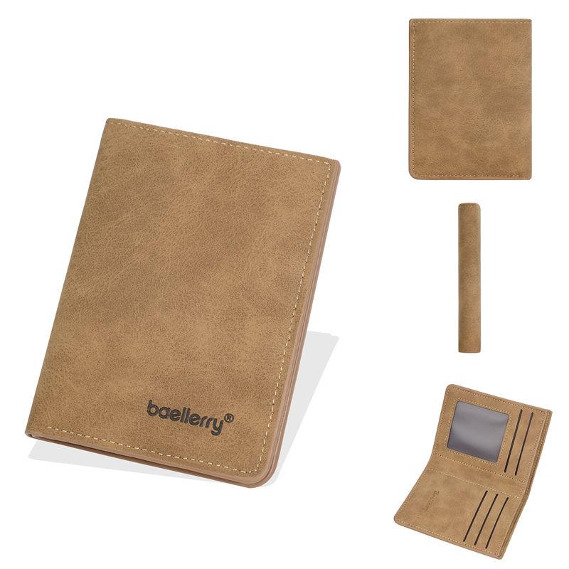 Baellerry Men Short Wallets Casual PU Leather Bifold Card Holder Vintage Design Mini Purse