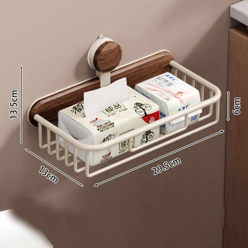 Suction cup walnut toilet tissue box no punching bathroom washbasin storage toilet roll paper storage rack toilet accessories