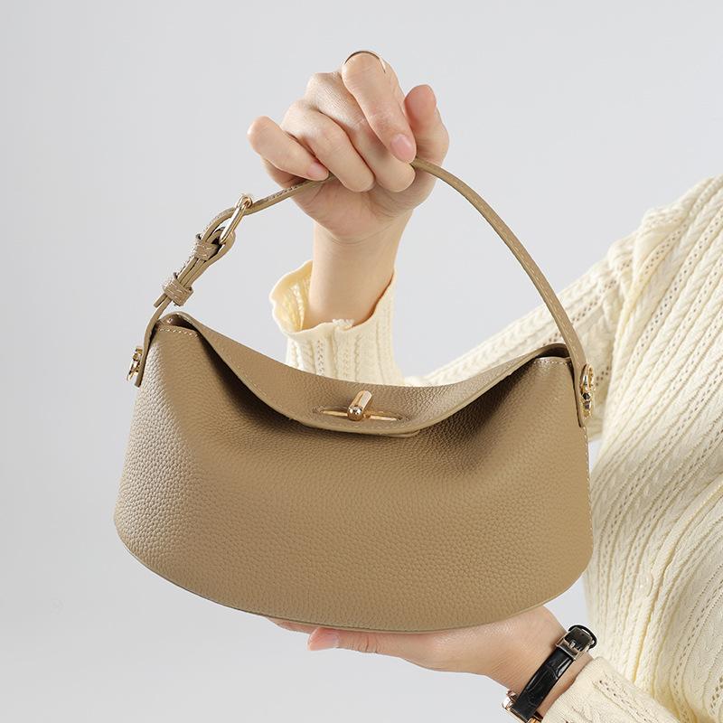 Sac à Bandoulière en Cuir Véritable pour Femme, Sac Hobo en Cuir de Vachette Souple, Sac Bandoulière Vintage 'Water Dumpling', Sac à Main Élégant, Plusieurs Couleurs