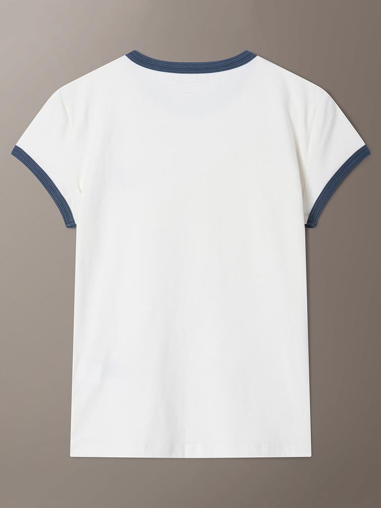 Kaelbinkeullainjin Women'S Slim Logo Ringer Short Sleeve T-Shirt 47G803G Yas