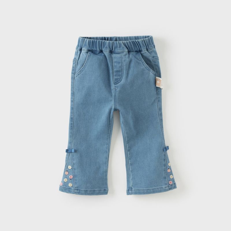 David Bella Girls  Jeans Children s Flared Pants 2026 Spring New Style Slightly Flared Pants for Baby Girls Long Pants Denim Blue [Ready Stock] 110