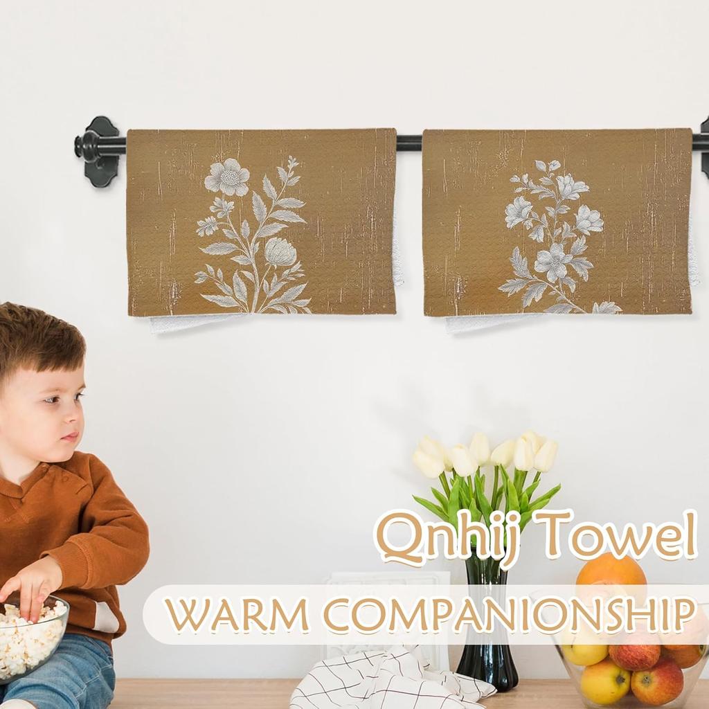 Vintage Floral Kitchen Towels Set of 2, Floral Decorative Dish Towels, Boho Decorative Hand Towel, Fall Decor Kitchen Towel, Fall Decor for Bathroom,