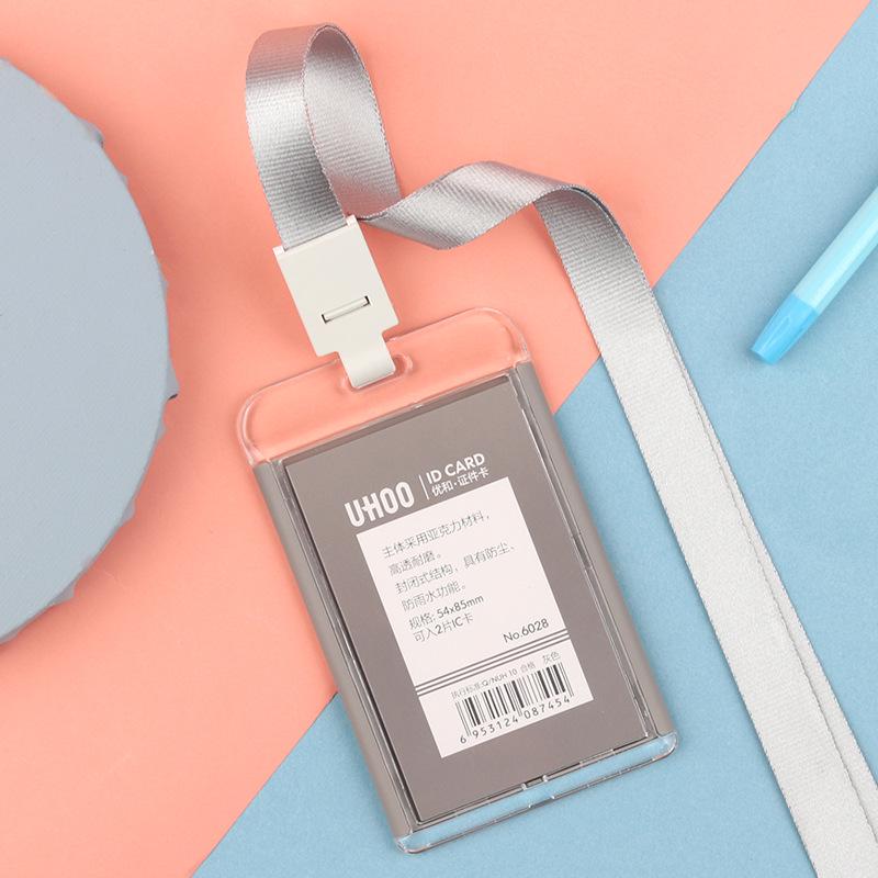 Transparent Acrylic ID Card Holder with Lanyard for Employees and Students