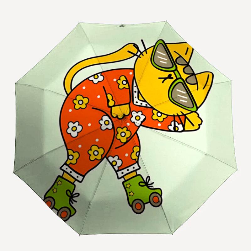 

1pc Cat roller skatesAutomatic Folding Umbrella, Portable & Foldable Design with 8 Ribs, Casual Outdoor Accessory yy250804266