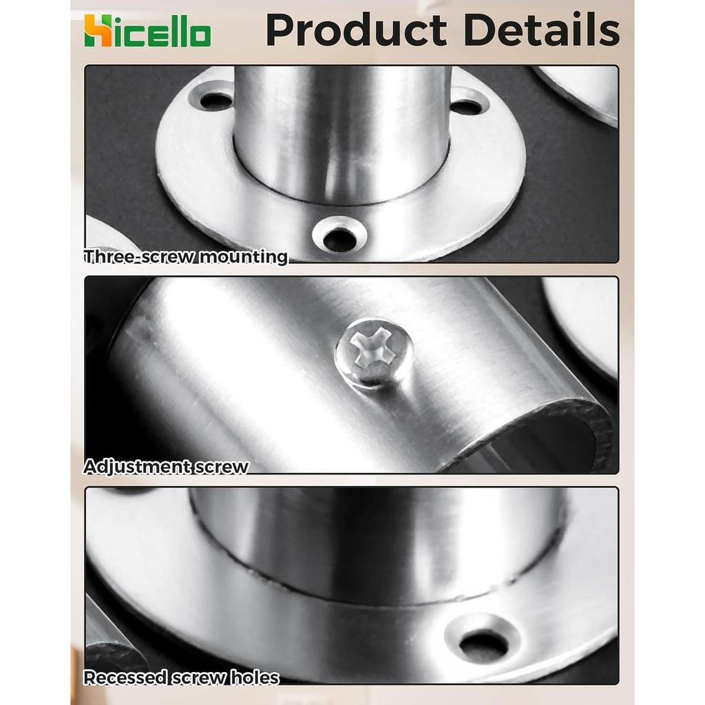 2 Pezzi Acciaio Inossidabile Barra Appendini Asta Supporto Estremità Supporto Flangia-32mm