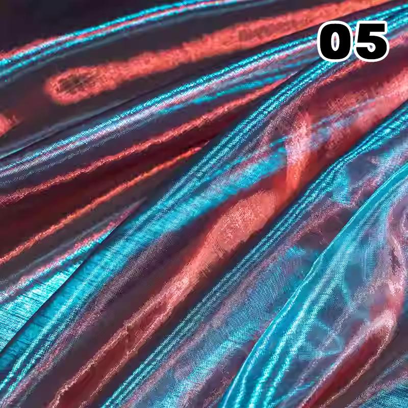Przezroczysty Laserowy Tiul Tkanina Szycie Siatka Materiał Kolorowa Organza Szklana Fluorescencyjna Przędza Jedwabny Szyfon Materiał na Odzież Sceniczną