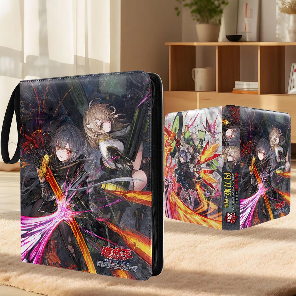 Custom Cover 500+ Capacity A4 Yu-Gi-Oh! Binder Premium PU Leather 9-Pocket Zippered Album TCG Organizer with Refillable Pages