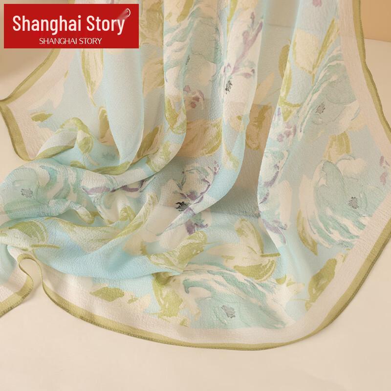 Shanghai Story Women's Printed Silk Square Scarf