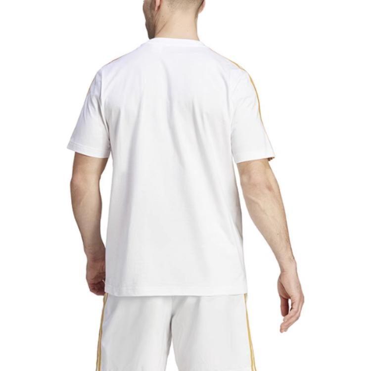 Adidas T Shirts Men's White Crew Neck Moderate Straight Fit HY0605