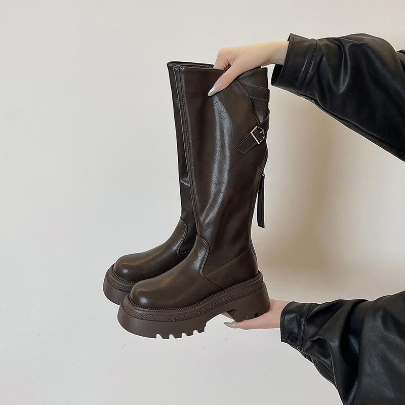 Niche Design Small Height-increasing Long Boots for Women's 2025 Autumn and Winter New Niche Thick-soled Comfortable High Fashion Boots