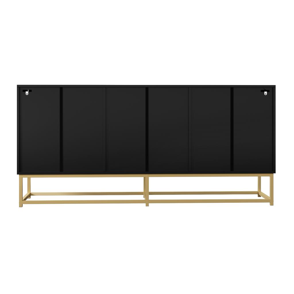Modern Black Storage Cabinet with 3 Double Doors, Large Storage Space and Matte Surface, Stylish Sideboard for Living Room, Dining Room & Office