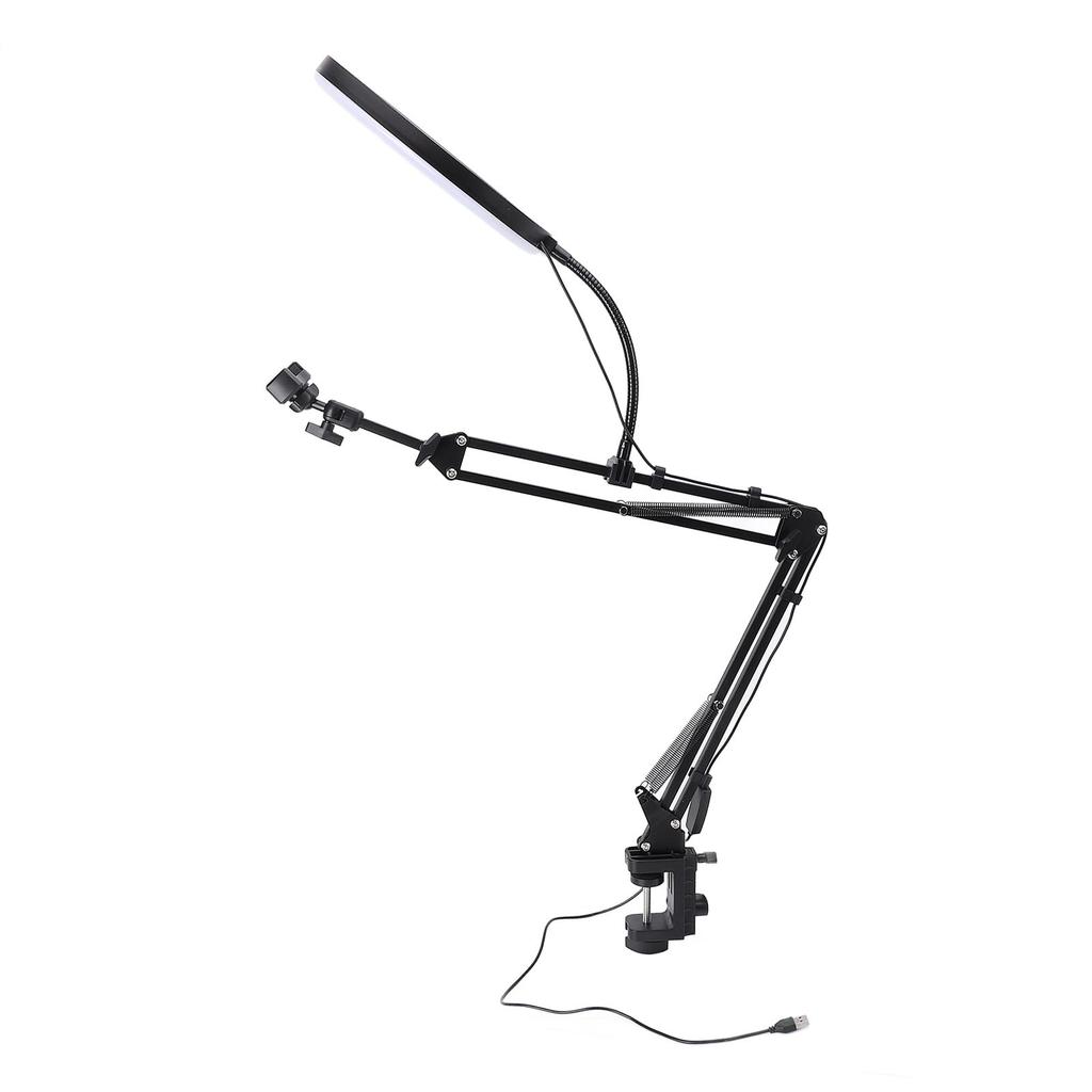Clamp Ring Light Over Head Ring Light with Phone Holder 4.5cm Maximum Clamp Thickness for Desktop Li