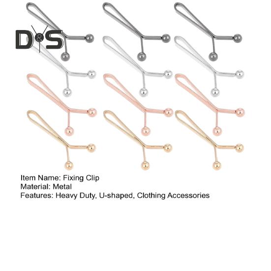12Pcs Head Scarf Fixing Clip Heavy Duty Metal U-shaped Clip Multi-functional Women Shirt Sleeve Jeans Pants Clip Buckle Clothing Accessories
