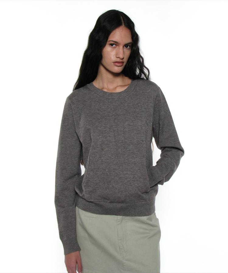 PARTIMENTO WOMEN Pwc Two-Way Pocket Knit Crew_Melange