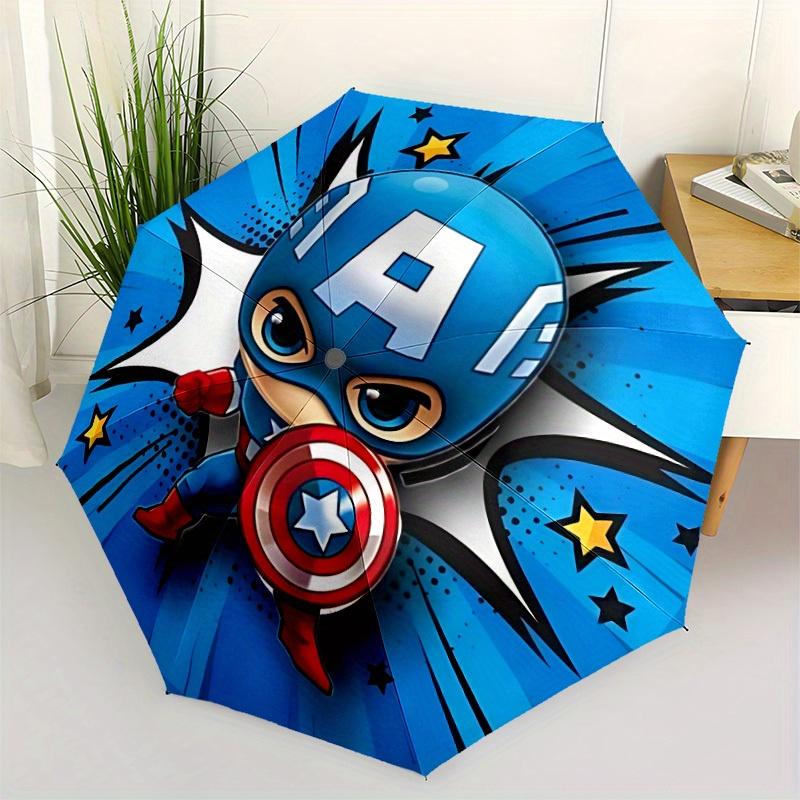 1pc Captain America, SuperheroDesign Automatic Opening/Closing Folding Umbrella with 8 Iron Ribs, Portable Sunshade for Men and Women y250724024